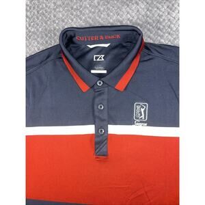 Cutter and Buck TPC Sawgrass Golf Polo Mens size Large Blue Red White Dri-fit